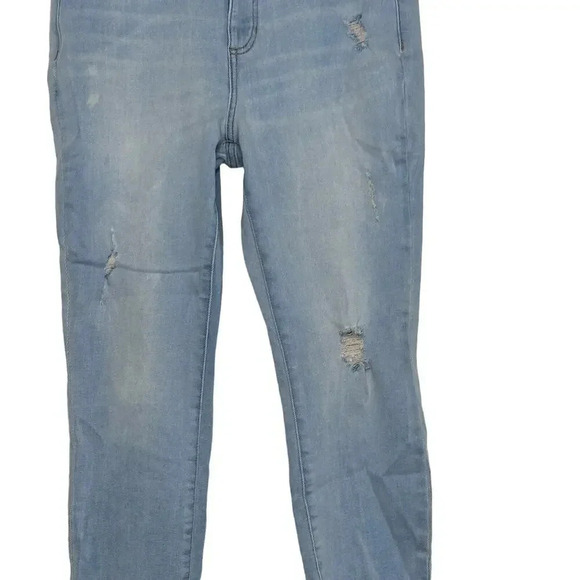 LC Lauren Conrad high rise skinny ankle size 12 light blue distressed jeans - Picture 4 of 8